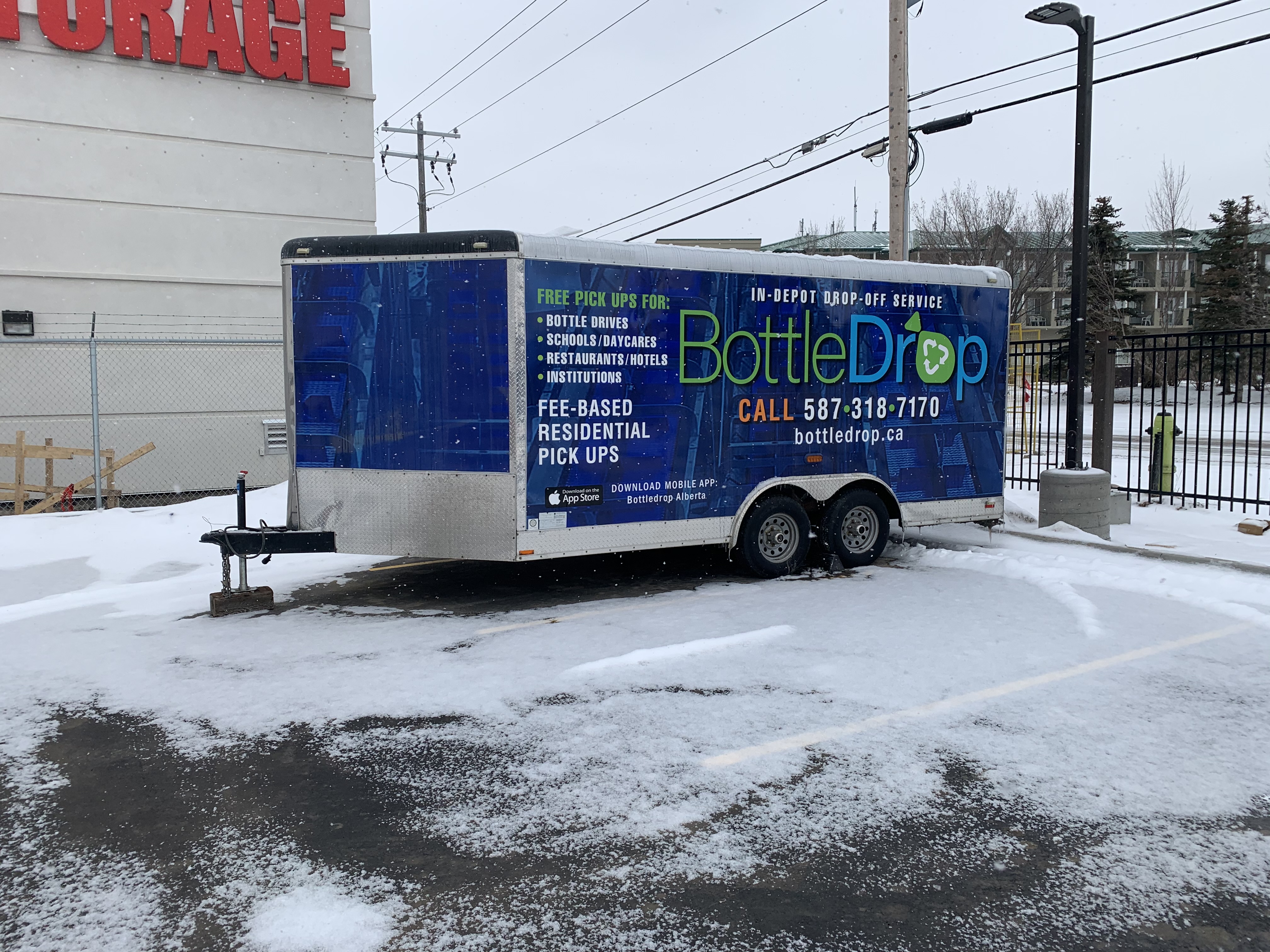 Bottle drive trailer ready for drop-off collections
